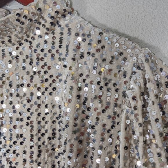 Sanctuary Women’s Dress Small Night Luxe Party Mini Sequin Long Sleeve Mock Neck - Picture 7 of 15